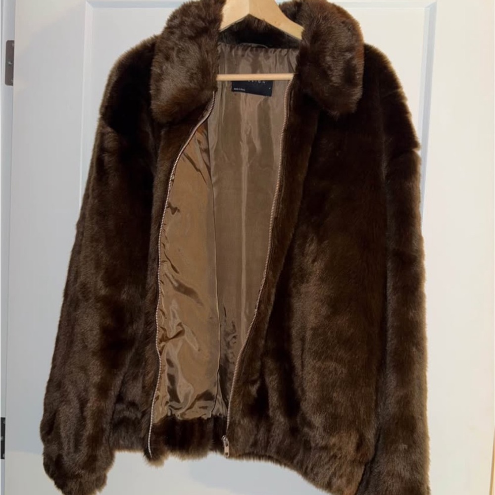 Luxurious Brown Faux Fur Jacket